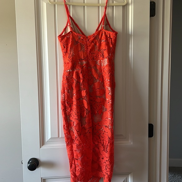 Lulus Red orange lace dress - Picture 3 of 4